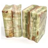 Pair Natural Onyx Marble Book Bookends