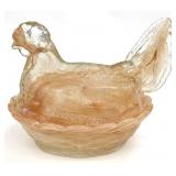 Pink Milk Glass Style Hen on Nest