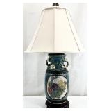 Large Chinoiserie Crackle Ceramic Urn Lamp