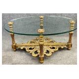 Oval Regency Style Glass Top Coffee Table