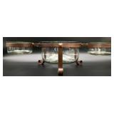 Blown Glass Chip & Dip Bowls Set, Metal Stand