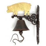 Cast Iron Hanging Pig Wall Bell