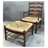 Oversize Rush Seat Chair & Ottoman