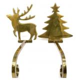 2pc Brass Christmas Stocking Holders