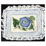 Morning Glory Floral Needlepoint Throw Pillow Case