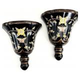 Pair Large Chinoiserie Painted Wall Brackets