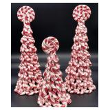 3pc Peppermint Christmas Tree Figures