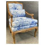 Blue Floral French Arm Chair