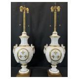 Pair Large Marbro Company Fleur De Lis Table Lamps