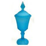 Indiana Glass Capri Blue Diamond Point Apothecary
