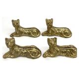 4 Small Brass Cheetah Figures / Place Card Holders