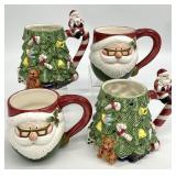 4pc Fitz & Floyd Omnibus Christmas Mugs