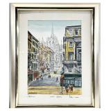 Bela Sziklay Signed Milan, Italy Colored Etching