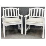 Pair White Wooden Outdoor Chairs