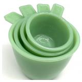 4 Green Milk Glass Style Measuring Cups