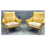 Pair Vintage Faux Leather Arm Chairs