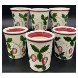 6 Italian Hand Painted Strawberry Pottery Cups