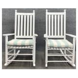 Pair Slat Back Rocking Chairs