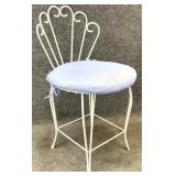 Vtg Wrought Iron Shell Back Vanity Stool