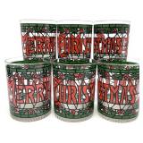 6 Cera Glass Merry Christmas Old Fashioned Glasses