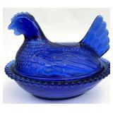 Cobalt Blue Glass Hen on Nest
