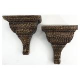 2 Decorative Carved Wood Style Wall Brackets