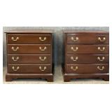 Pair Mahogany 4 Drawer Nightstands
