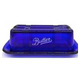 Blue Glass Butter Dish