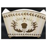 Hand Painted Tole Metal Footed Storage Bin