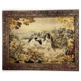 French Aubusson Style Dog Hunting Scene Tapestry