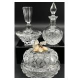 3pc Cut Crystal Glass Perfume Bottles & Trinket