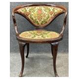 Victorian Mahogany Brocade Upholstered Arm Chair