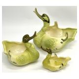 3pc Hull Pottery Chartreuse Green Swan Planters