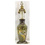 Asian Mid Century Style Hand Painted Lamp