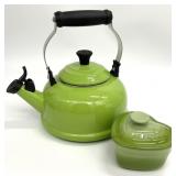Le Creuset Green Apple Kettle & Heart Ramekin
