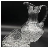 Cut Crystal Pitcher & Napkin Holder