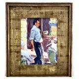 Impressionistic Style Oil Painting, Waiter w/ Wine