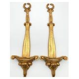 2 Antique Style Gold Wall Plate Holders