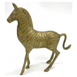 Vintage Mid Century Brass Zebra Figure