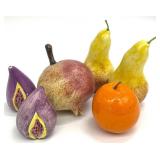 6pc Pottery Fruit Figures