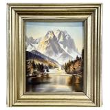 Vintage German Alps Landscape Oil Painting