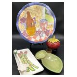 Hand Painted Art Pottery Serving Dishes