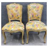 Pair Antique Gold Frame Italian Chairs