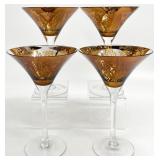 4 Colin Cowie Brocade Gold Martini Glasses