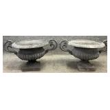 Pair Cast Iron Double Handle Planters