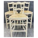 Three French Country Rush Seat Barstools