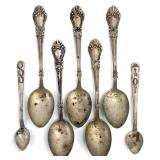 Antique Demitasse Sterling Silver Spoons, 30.9