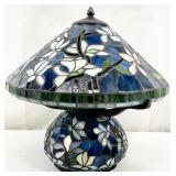 Tiffany Style Stained Glass Blue Floral Lamp