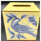 Chinoiserie Yellow & Blue Metal Tissue Box Cover