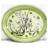 Large Botanical Decoupage Tole Ware Metal Tray